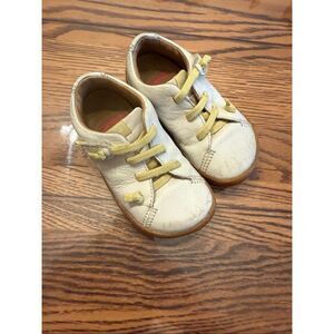 Camper Peu Cami First Walker Leather Sneaker Casual Shoes White Yellow Size 6.5